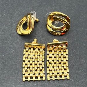 Vintage Monet 2 pairs gold earrings